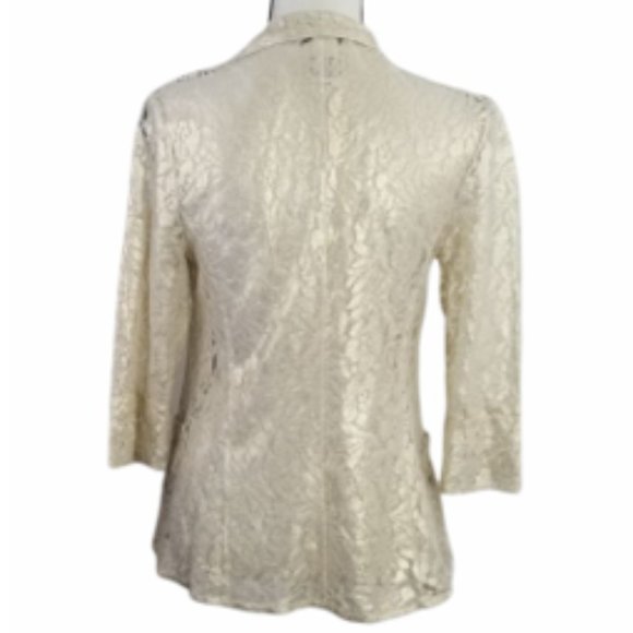 EUC | Pinky | Women’s Boho Style Gold Shimmer Sheer Lace Blazer | Size L - Picture 3 of 6